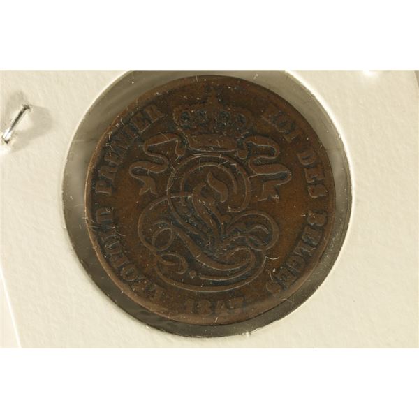 1847 BELGIUM 2 CENT