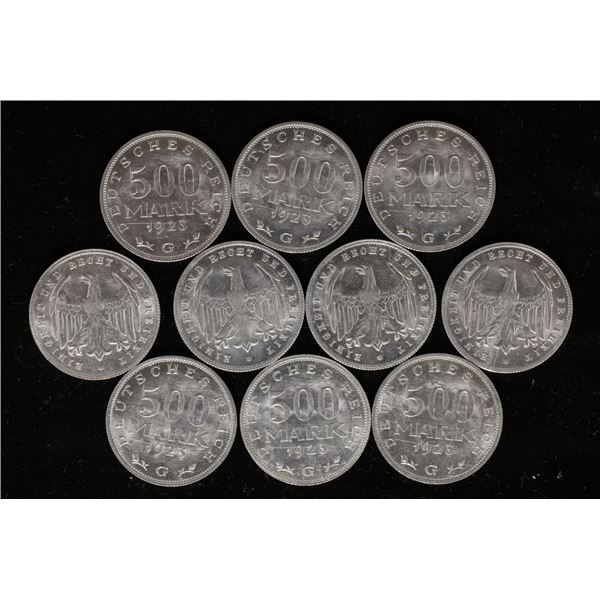 10-1923-G GERMAN 500 MARK UNC COINS