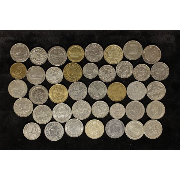 40 ASSORTED 5 CENT-25 CENT CASINO SLOT TOKENS