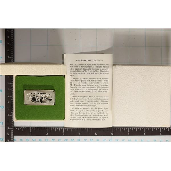 FRANKLIN MINT 2.13 OZ. STERLING SILVER 1972 XMAS