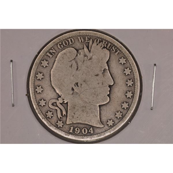 (SEMI-KEY) 1904-S SILVER BARBER HALF DOLLAR