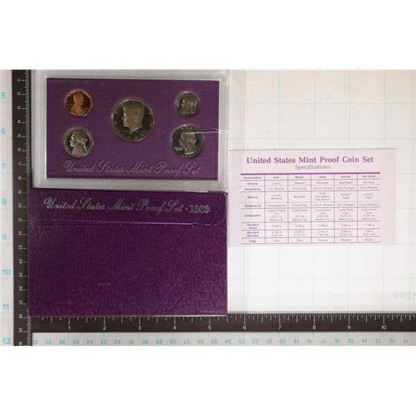 1989 US PROOF SET (WITH BOX), CRACKED PLASTIC