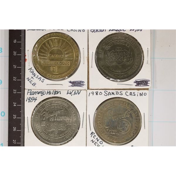 4-$1 METAL CASINO TOKENS: WHITE CLOUD CASINO