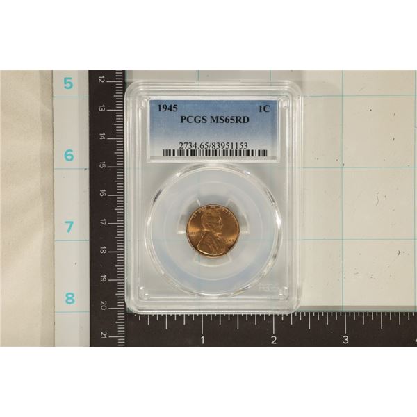 1945 LINCOLN WHEAT CENT PCGS MS65RD