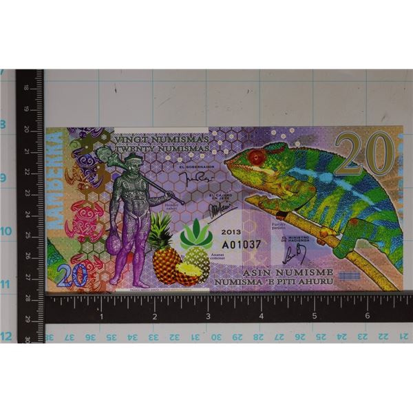 2013 POLYMER COLORIZED KAMBERRA 20 NUMISMAS