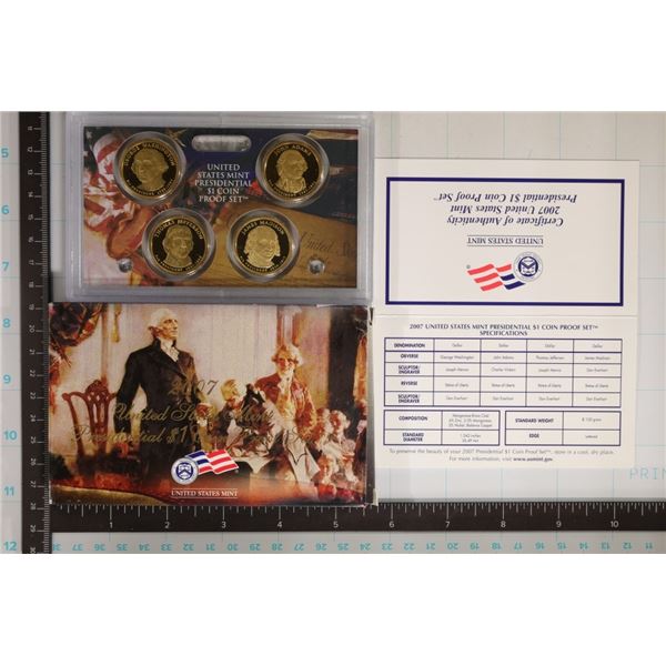 2007 US PRESIDENTIAL DOLLAR 4 COIN PF SET IN BOX &