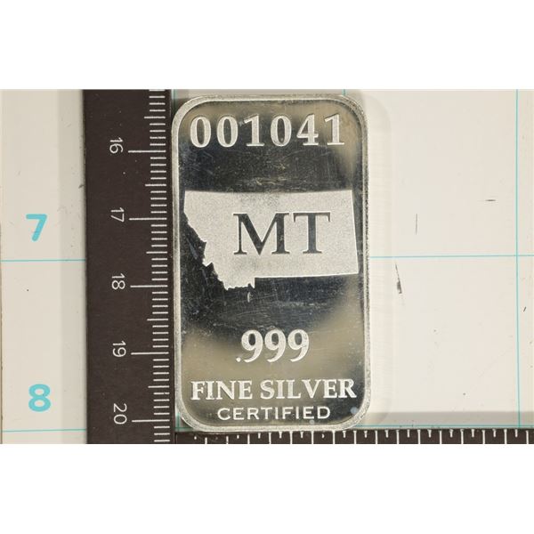 1 TROY OZ .999 FINE SILVER PF INGOT US STATE SILV.