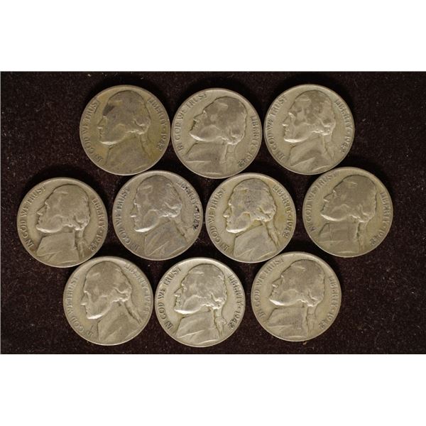 10-1942-P 35% SILVER JEFFERSON WAR NICKELS