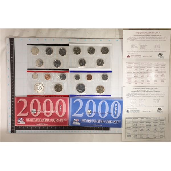 2000 US MINT SET (UNC) P/D (WITH ENVELOPES) AND