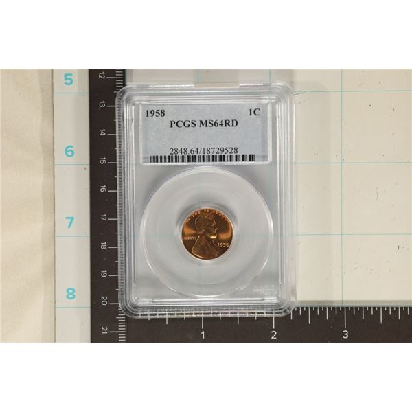 1958 LINCOLN WHEAT CENT PCGS MS64RD