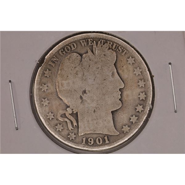 1901-S SILVER BARBER HALF DOLLAR