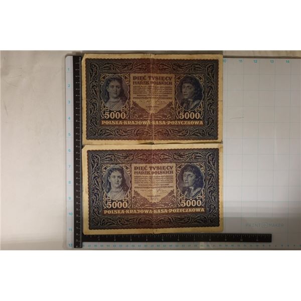 2-1920 POLAND 5000 MARKS, TEARS ARE NOTED