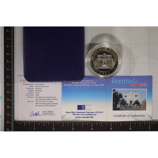 28.28 GRAMS PF STERLING SILVER 2001 BERMUDA $5