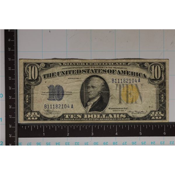 1934-A NORTH AFRICA US YELLOW SEAL $10 SILVER