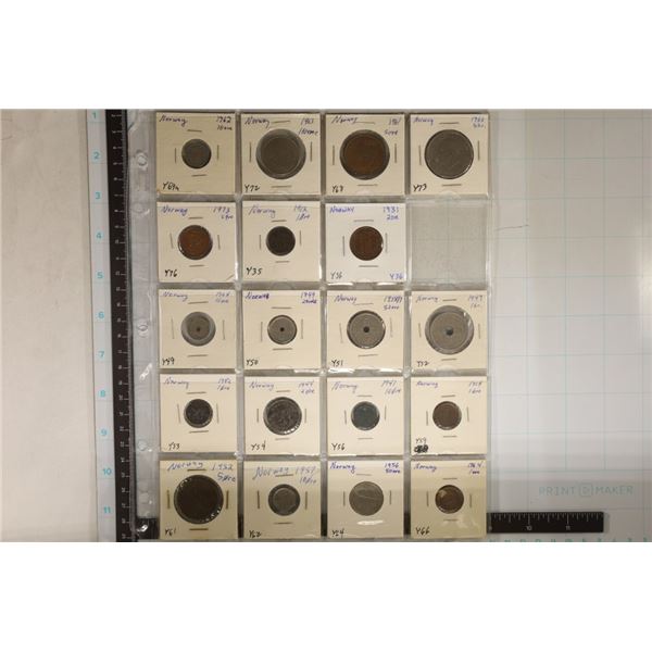 19 NORWAY COINS: 1912-1973. 1 ORE - 5 KRONE