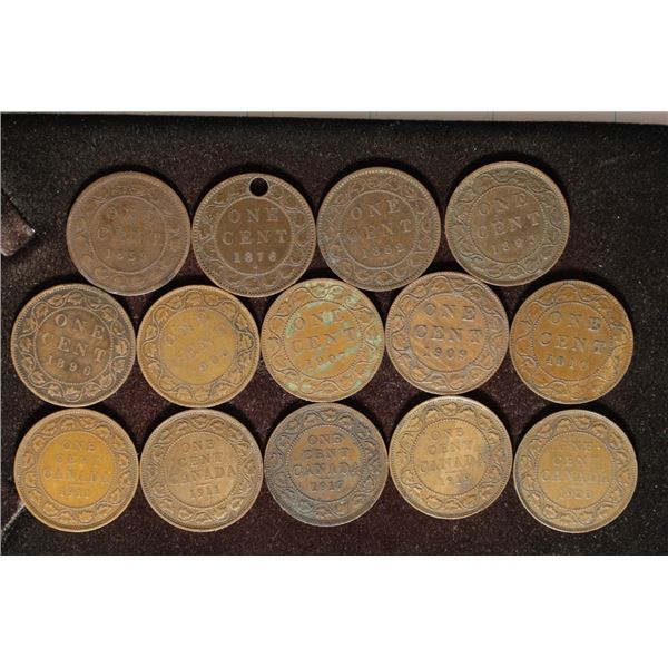 14-CANADA LARGE ONE CENT COINS: 1859-1920