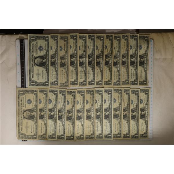 COMPLETE 25 BILL PREFIX US $1 SILVER CERTIFICATE