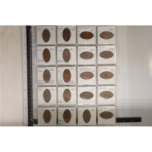 20 ELONGATED CENTS: SEA WORLD, PACIFIC BEACH,