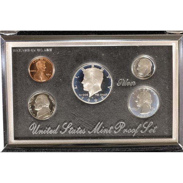 1992 US SILVER PREMIER PROOF SET (WITH BOX) AND