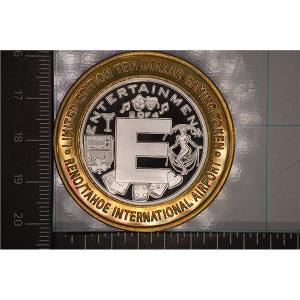 CASINO $10 SILVER TOKEN (UNC) 2002 RENO TAHOE