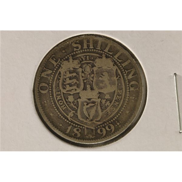 1899 BRITISH SILVER 1 SHILLING .1682 OZ. ASW
