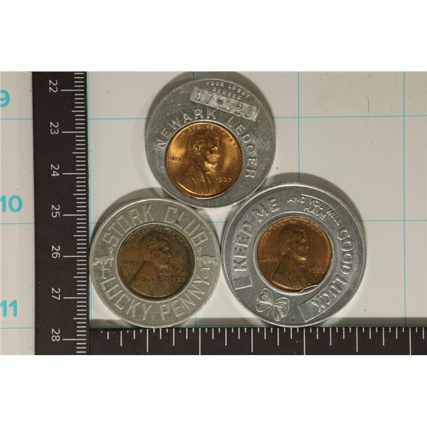 3 ENCASED LINCOLN WHEAT CENTS: 1937 NEWARK