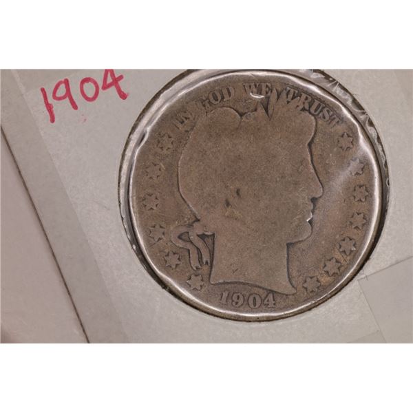 1904 SILVER BARBER HALF DOLLAR