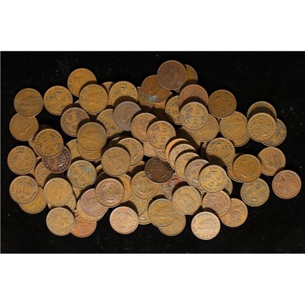 100 ASSORTED 1942 & 1943 NEWFOUNDLAND 1 CENTS