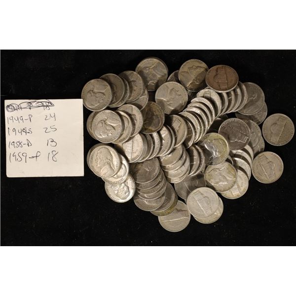 80 ASSORTED JEFFERSON NICKELS 1949-1959
