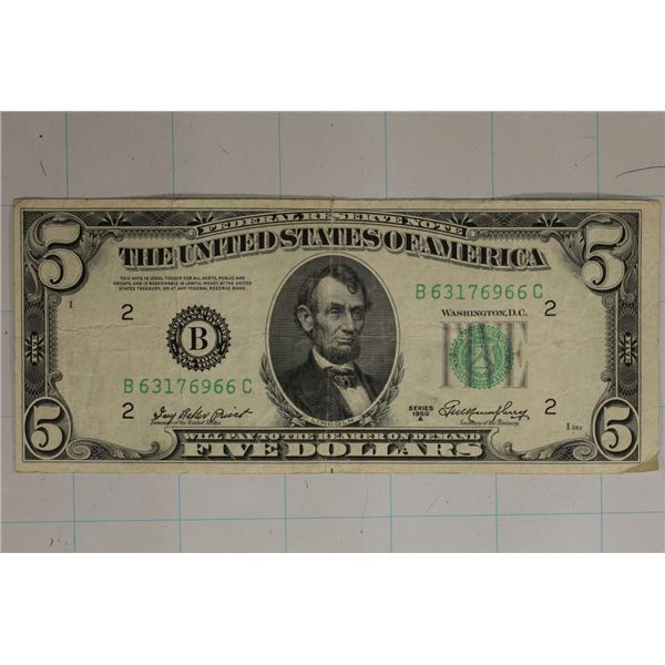 1950-A US $5 GREEN SEAL FRN