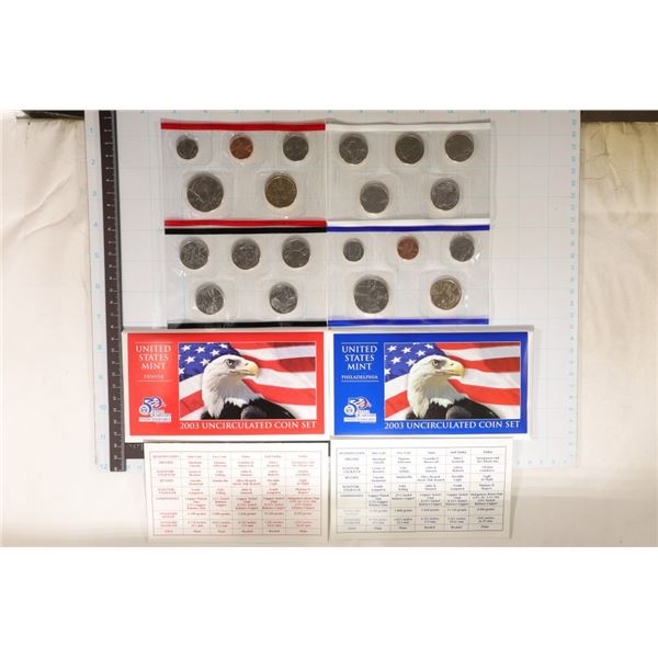 2003 US MINT SET (UNC) P/D (WITH ENVELOPES) AND