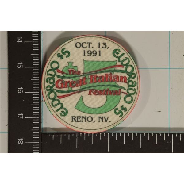 $5 ELDORADO CASINO CHIP 1991 GREAT ITILIAN