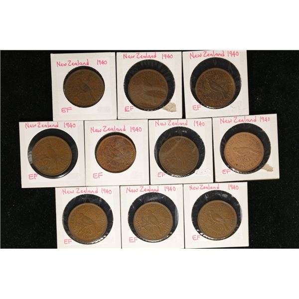 10-1940 NEW ZEALAND 1 PENNY COINS