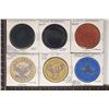 6-CLAY VINTAGE CASINO CHIPS: 1 FLAG, 2-INDIAN HEAD