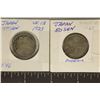 1923 & 1935 JAPAN SILVER 50 SEN COINS .2292 OZ ASW
