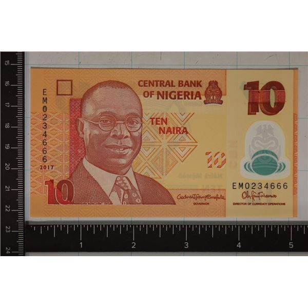 2017 POLYMER CRISP UNC NIGERIA TEN NAIRA BILL
