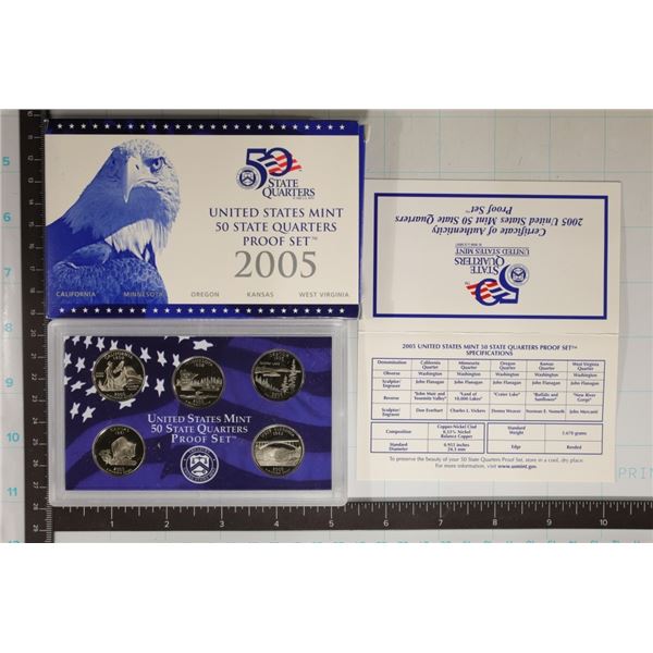 2005 US 50 STATE QUARTERS PROOF SET WITH BOX