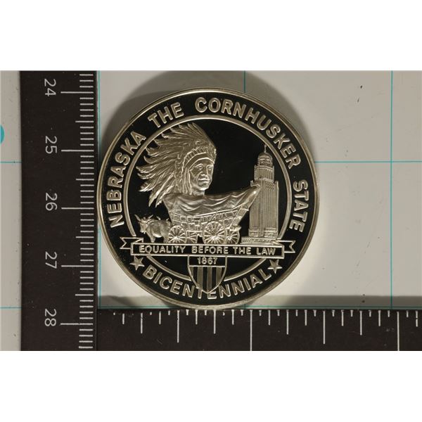 1.15 OZ. PF STERLING SILVER NEBRASKA STATE ROUND