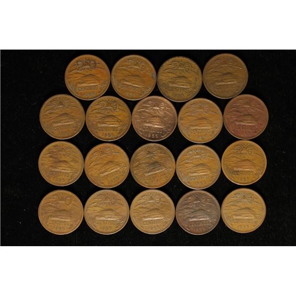 19-1955 MEXICO 20 CENTAVOS, COINS ARE VERY NICE