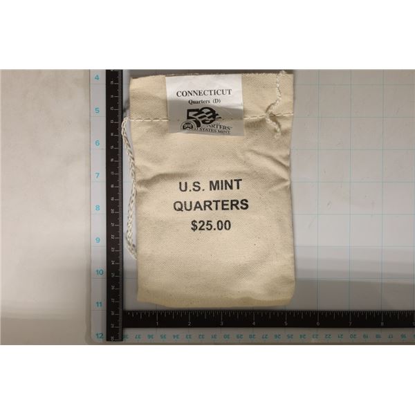 1999-D US MINT $25 BAG OF UNC CONNECTICUT QUARTERS