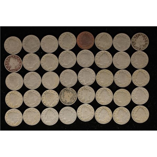 40 LIBERTY "V" NICKELS: 1902-1912