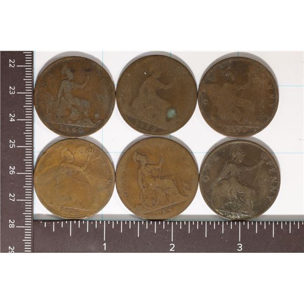 1860, 72, 74,76,80 & 1899 GREAT BRITAIN 1 PENNY