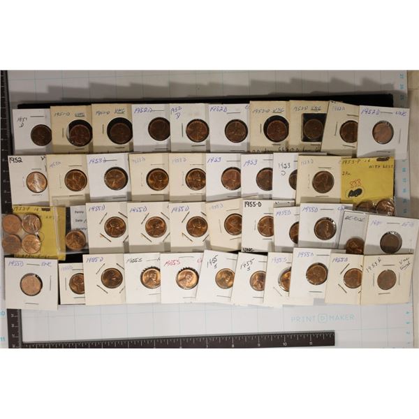 46-LINCOLN WHEAT CENTS: ALL UNC-BU 1951-1955