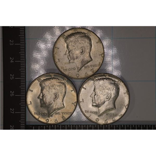 1967 & 1968-D 40% SILVER JOHN F. KENNEDY HALVES