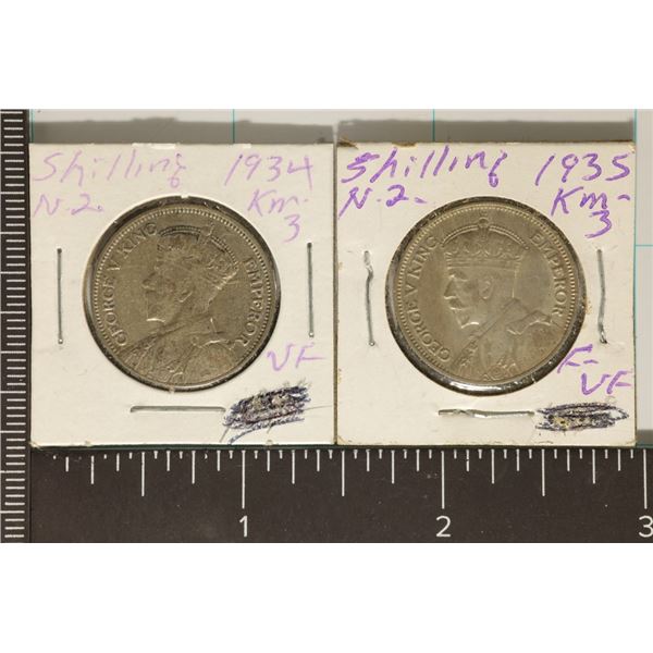 1934 & 1935 NEW ZEALAND SILVER 1 SHILLING .1816