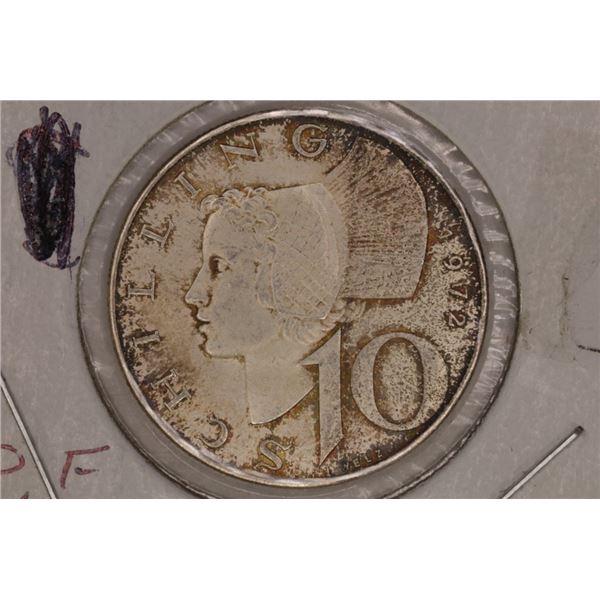 1972 AUSTRIA SILVER 10 SHILLING .1543 OZ. ASW