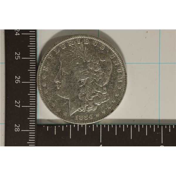 1884-O MORGAN SILVER DOLLAR WHIZZED