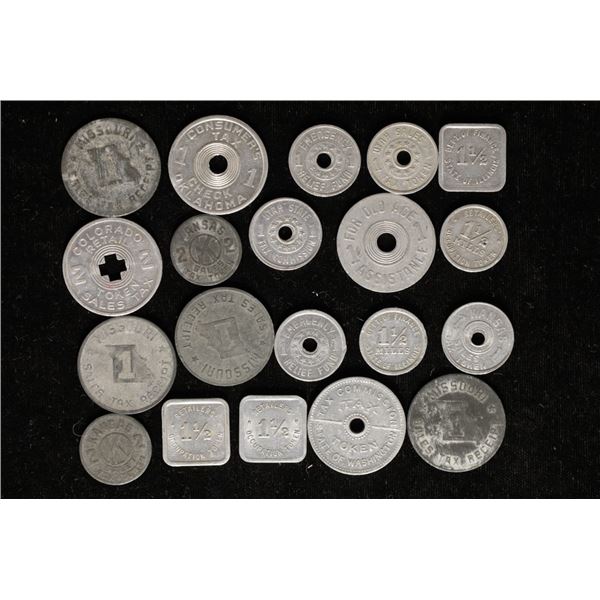 20 ASSORTED METAL VINTAGE TAX TOKENS: COLORADO,