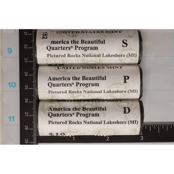 3-$10 SOLID DATE US ROLLS OF PICTURED ROCKS