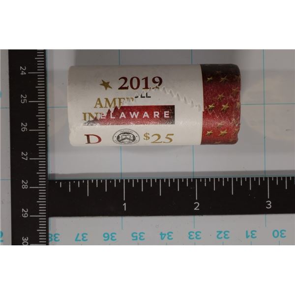 2019-D SOLID DATE $25 ROLL OF DELAWARE UNC
